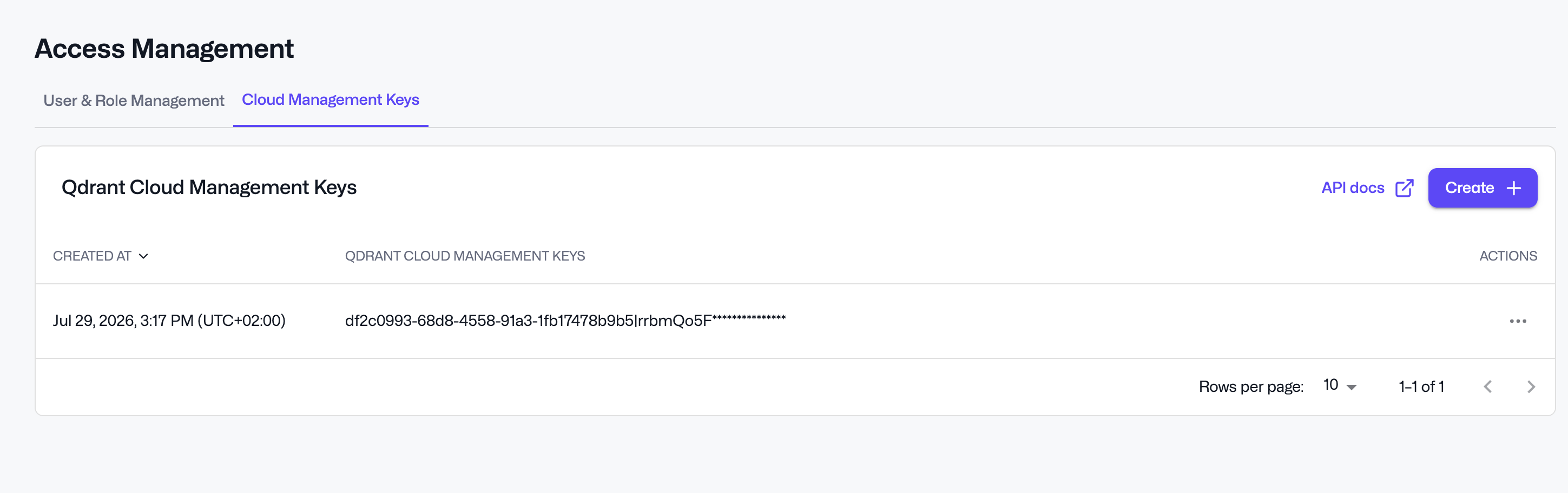 Creating Cloud Management Keys