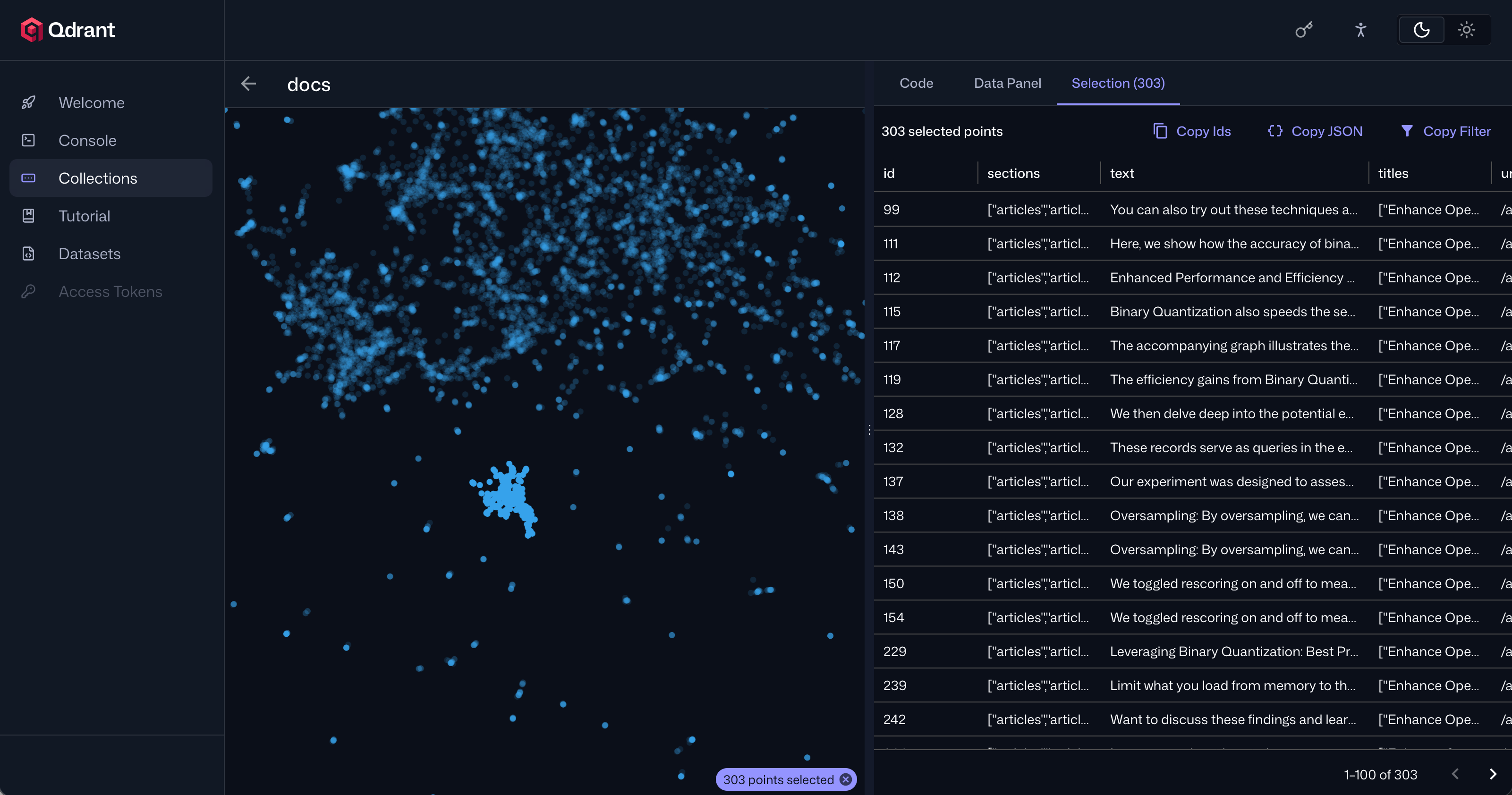 Screenshot of the improved Collection Visualizer in the Qdrant Web UI